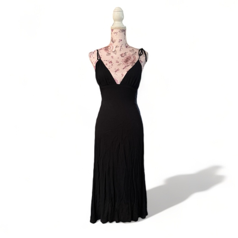 Reformation Black Tie Shoulder Sexy Dress